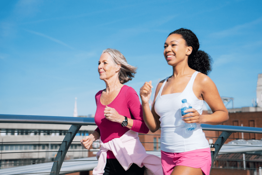 two women on an easy run