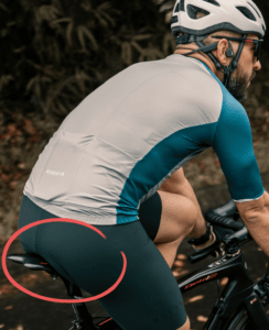 Biker shorts are tight-fitting and typically include a chamois (extra padding to protect the tailbone from the seat of the bicycle.)